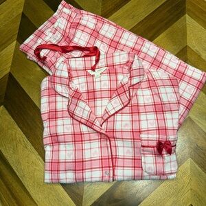 Laura Ashley Pink and White Checkered Heart Pajama Set Valentine’s Day cozy